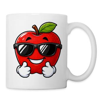Süßer Kawaii Apfel mit Daumen hoch - Tasse - Weiß - Rechts