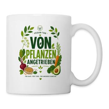 Von Pflanzen angetrieben - Veganes T-Shirt  - Tasse - Weiß - Rechts