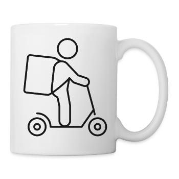 Kurierliefer-Scooter-Queue-Symbol - Tasse - Weiß - Rechts