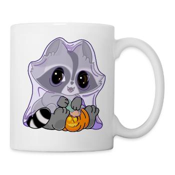 Snuggles der Waschbär im Geisterkostüm - Tasse - Weiß - Rechts