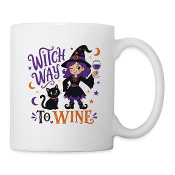 Witch Way to Wine - Hexen T-Shirt - Tasse - Weiß - Rechts