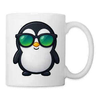 Süßer Pinguin Cartoon Kawaii mit Sonnenbrille - Tasse - Weiß - Rechts
