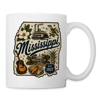 Mississippi Magnolia State Vintage-Aufkleber - Tasse - Weiß - Rechts