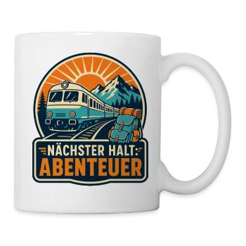 Nächster Halt Abenteuer Zugreise Interrail Bahn - Tasse - Weiß - Rechts