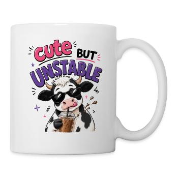 Süsse aber labile Kuh mit Eiskaffee - Tasse - Weiß - Rechts