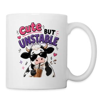 Süsse aber labile Kuh mit Eiskaffee - Tasse - Weiß - Rechts