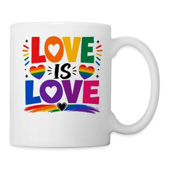 Love Is Love LGBTQ Statement Regenbogen Motiv CSD - Tasse - Weiß - Rechts