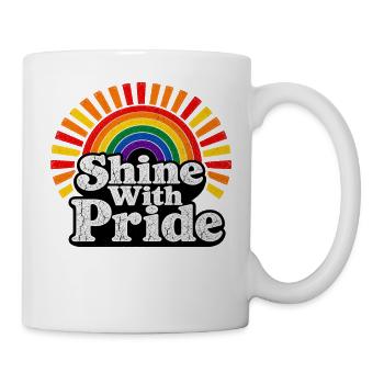 Shine With Pride LGBTQ Statement Retro Motiv - Tasse - Weiß - Rechts
