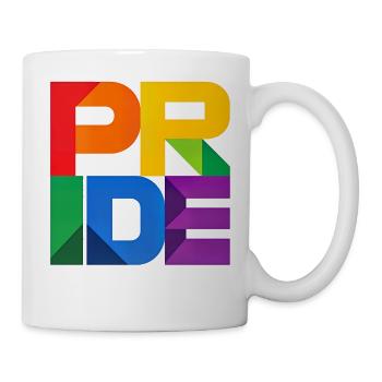 Pride Modern Block Design Regenbogen Schriftzug - Tasse - Weiß - Rechts
