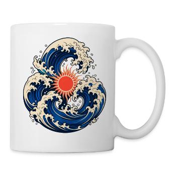 Japanische Wellen der aufgehenden Sonne - Tasse - Weiß - Rechts