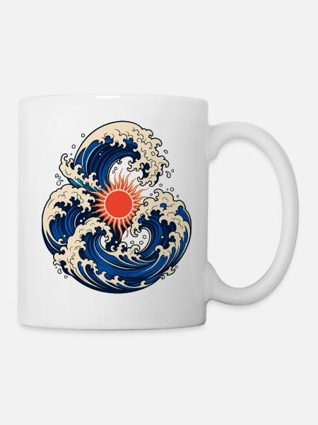 Japanese Rising Sun Waves - Mug - white