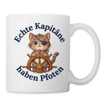 Echte Kapitäne haben Pfoten - Tasse - Weiß - Rechts