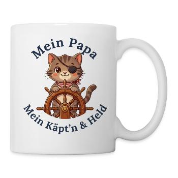 Mein Papa: Mein Käpt'n & Held - Tasse - Weiß - Rechts