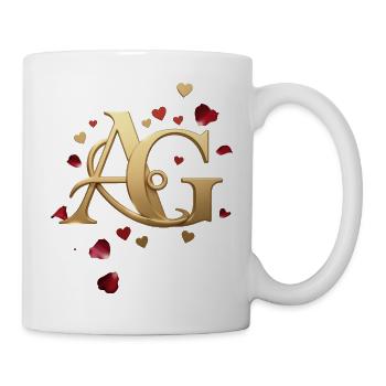 Goldenes Monogramm A&G mit Herzen - Tasse - Weiß - Rechts