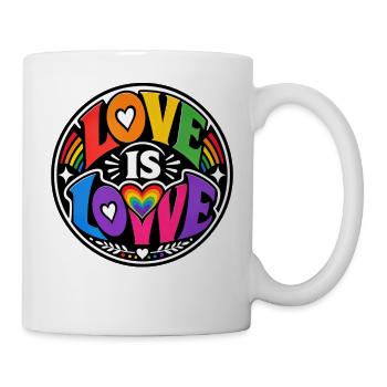 Love Is Love Regenbogen Statement Retro CSD - Tasse - Weiß - Rechts