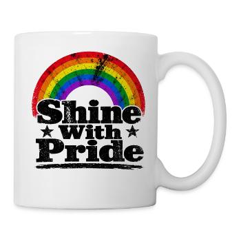 Shine With Pride Regenbogen Vintage Shirt Sticker - Tasse - Weiß - Rechts