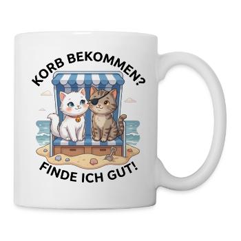 Katzen im Strandkorb Urlaub - Tasse - Weiß - Rechts