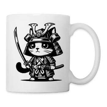 Samurai-Katze – Originalgeschenk - Tasse - Weiß - Rechts