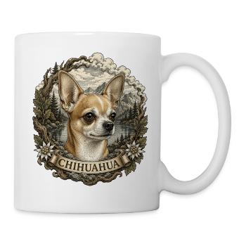 Chihuahua in vintage style with mountain landscape - Mug - white - Right