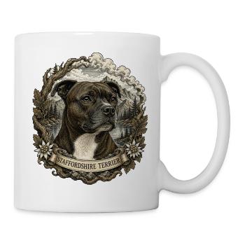 Staffordshire Terrier im Vintage Stil - Tasse - Weiß - Rechts