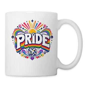 Pride Regenbogen Disko CSD Spruch Outfit - Tasse - Weiß - Rechts