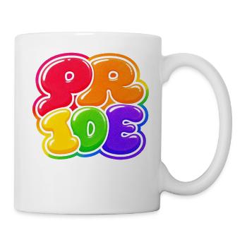 Autocollant de t-shirt Rainbow CSD Pride Bubble - Mug blanc - blanc - Droite