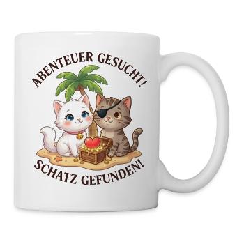Katzen Abenteuer Schatz gesucht - Tasse - Weiß - Rechts