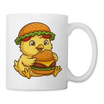 Cute Chicken Chick Cartoon Burger Funny - Mug - white - Right