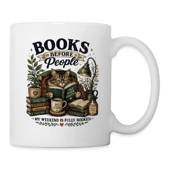 Bibliophile cat in a cozy corner - Mug - white - Right