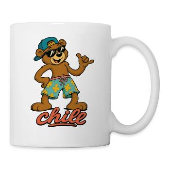 Cool summer bear in beach look - Mug - white - Right