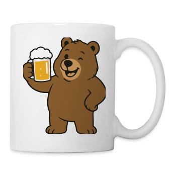 Bear with beer glass - Mug - white - Right