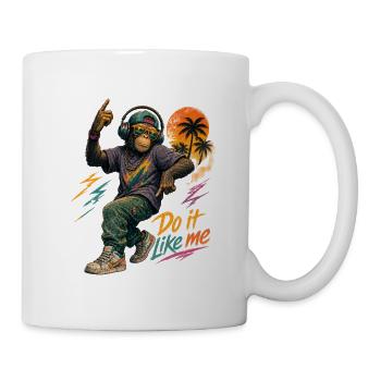 Cooler Hip-Hop Affe mit Kopfhörern – Do It Like Me - Tasse - Weiß - Rechts