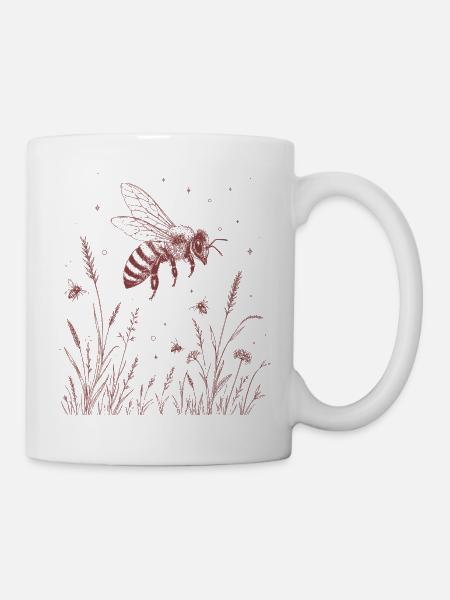 Wiese mit Biene - Tasse - Weiß