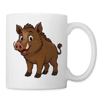 Happy Wild Boar Cartoon - Mug - white - Right