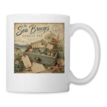 The Sea Breezes Coastal Inn Vintage Poster Decoration - Mug - white - Right