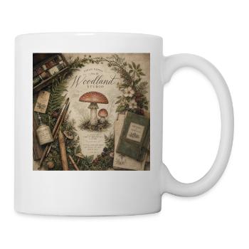 Mushroom Illustration Retro Mural Forest Decoration Poster - Mug - white - Right