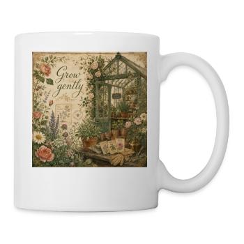 Grow Gently Vintage Poster Décoration de fleurs de serre - Mug blanc - blanc - Droite