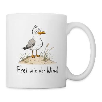 Möwe am Strand - Tasse - Weiß - Rechts