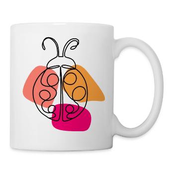 Hand Drawn One Line Ladybug - Mug - white - Right