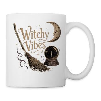 Witchy Vibes T-Shirt Witch Broom Crystal Ball - Mug - white - Right
