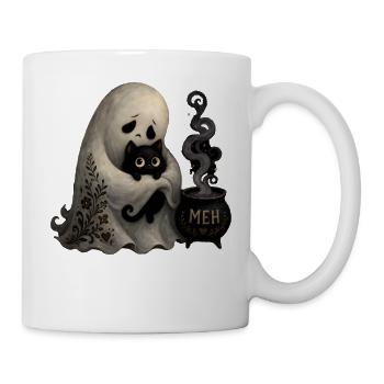 Ghost Cat Cauldron MEH T-Shirt Halloween - Mug - white - Right