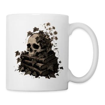 Skull on Books T-Shirt Dark Academia Goth - Mug - white - Right