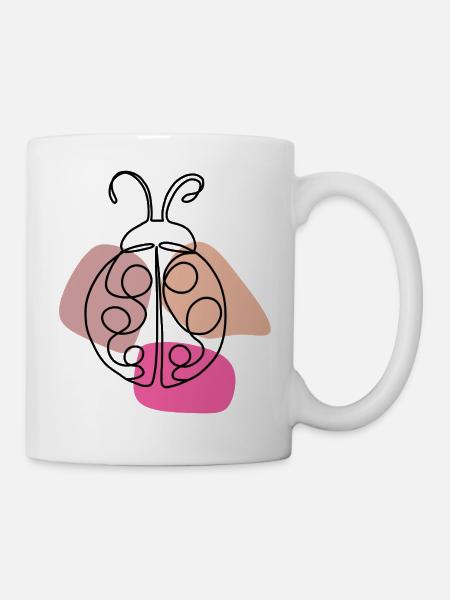Lineart Ladybug Design - Mug - white