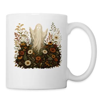 Motifs d’automne des fleurs d’Halloween en forme de fantômes doux - Mug blanc - blanc - Droite