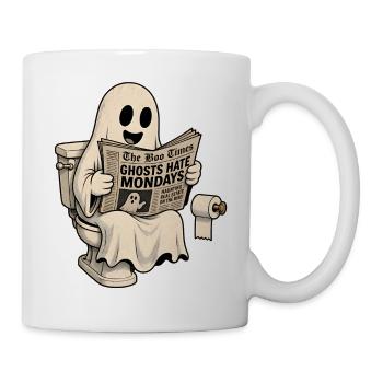 Ghost Hates Montage Halloween Humor T-Shirt Decal - Mug - white - Right