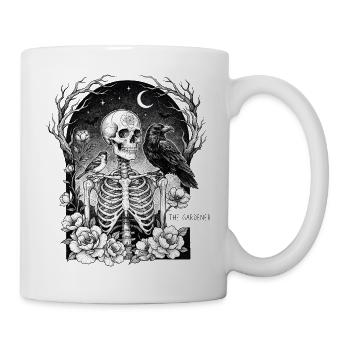 Skeleton in the night garden with ravens - Mug - white - Right