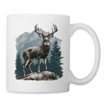 Hirsch mit Geweih - Tasse - Weiß - Rechts