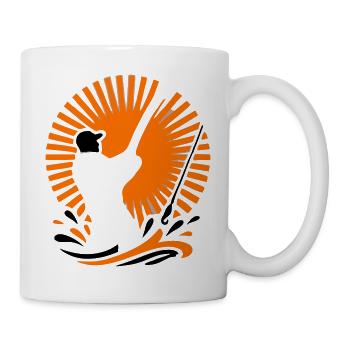 Icône de silhouette de pêcheur - Mug blanc - blanc - Droite