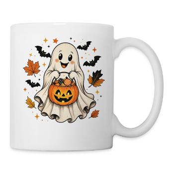 Little Ghost Autumn Foliage Mug Shirt Halloween - Mug - white - Right
