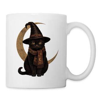 Black Cat Witch Hat Vintage Halloween shirt - Mug - white - Right